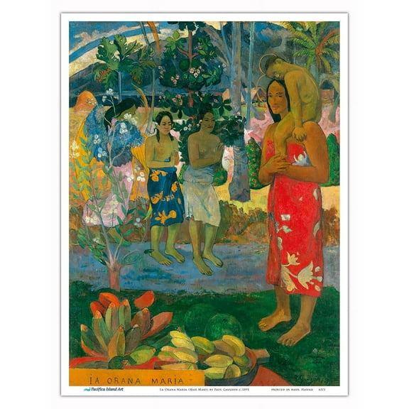 La Orana Maria (Hail Mary) - From an Original Color Painting by Paul Gauguin c.1891 - Master Art Print (Unframed) 9in x 12in