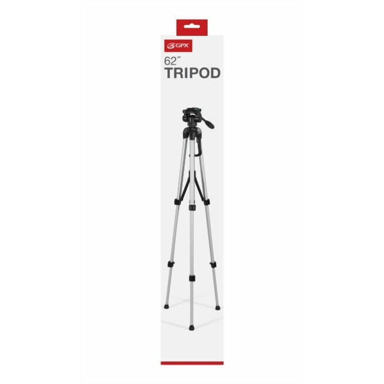 GPX 62 inch Tripod with Pan/Tilt, Quick Release and Slip Resistant