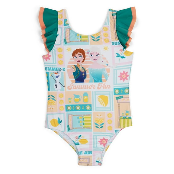Disney Frozen Elsa Princess Anna Olaf UPF 50  One Piece Bathing Suit Toddler to Little Kid