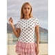 thumbnail image 5 of Camiseta de verano para mujer, estilo casual, corte ajustado, con estampado de lunares, cuello redondo y manga corta., 5 of 9