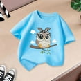 thumbnail image 4 of WEIYLL Girl's T Shirts Cute Cartoon Owl Printed Short Sleeve Summer Casual Loose Kids Clothing for 4-6 Years, 4 of 4