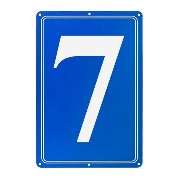 Letrero de Aluminio Uxcell 7, Números de Casa de 11.8 Pulgadas y Letras de Metal, Señales de Letra de Estacionamiento, Decoración de Pared de Letras de Metal [Texto Blanco Sobre Azul]