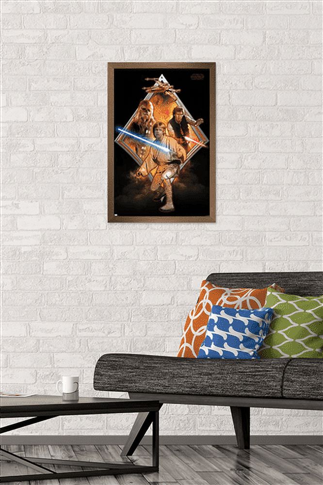 Star Wars: Original Trilogy - Heroes Badge Wall Poster, 14.725" x 22.375", Framed
