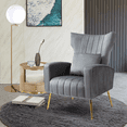thumbnail image 7 of Newnno Living Room Chairs Velvet Accent Chair with Lumbar Pillow, High Back Armchair Mid Century Modern Vanity Chair for Bedroom with Armrest, Arm Chair with Golden Metal Legs, Gray, 7 of 7