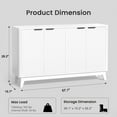 thumbnail image 5 of Large  Fluted Sideboard,Buffet Cabinet with 4 Doors & Adjustable Shelves  for Dining Room, Living Room, Hallway(White), 5 of 8