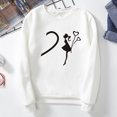 thumbnail image 2 of Outfmvch Chandails de la Saint-Valentin pour Femmes Chandail de la Saint-Valentin pour Femmes Imprimé Couple Plus Velours Manches Longues Col Rond Pull Chandail en Molleton Haut (Unisexe) Blanc L, 2 of 5