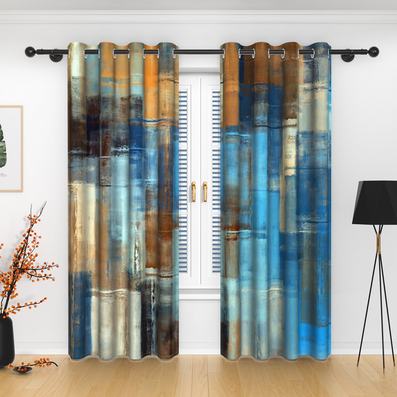 Lfeey Rustic Wooden Blackout Curtains, Vintage Wood Panel Texture, Bedroom Living Room Curtains, 52"x108", 2 Panels