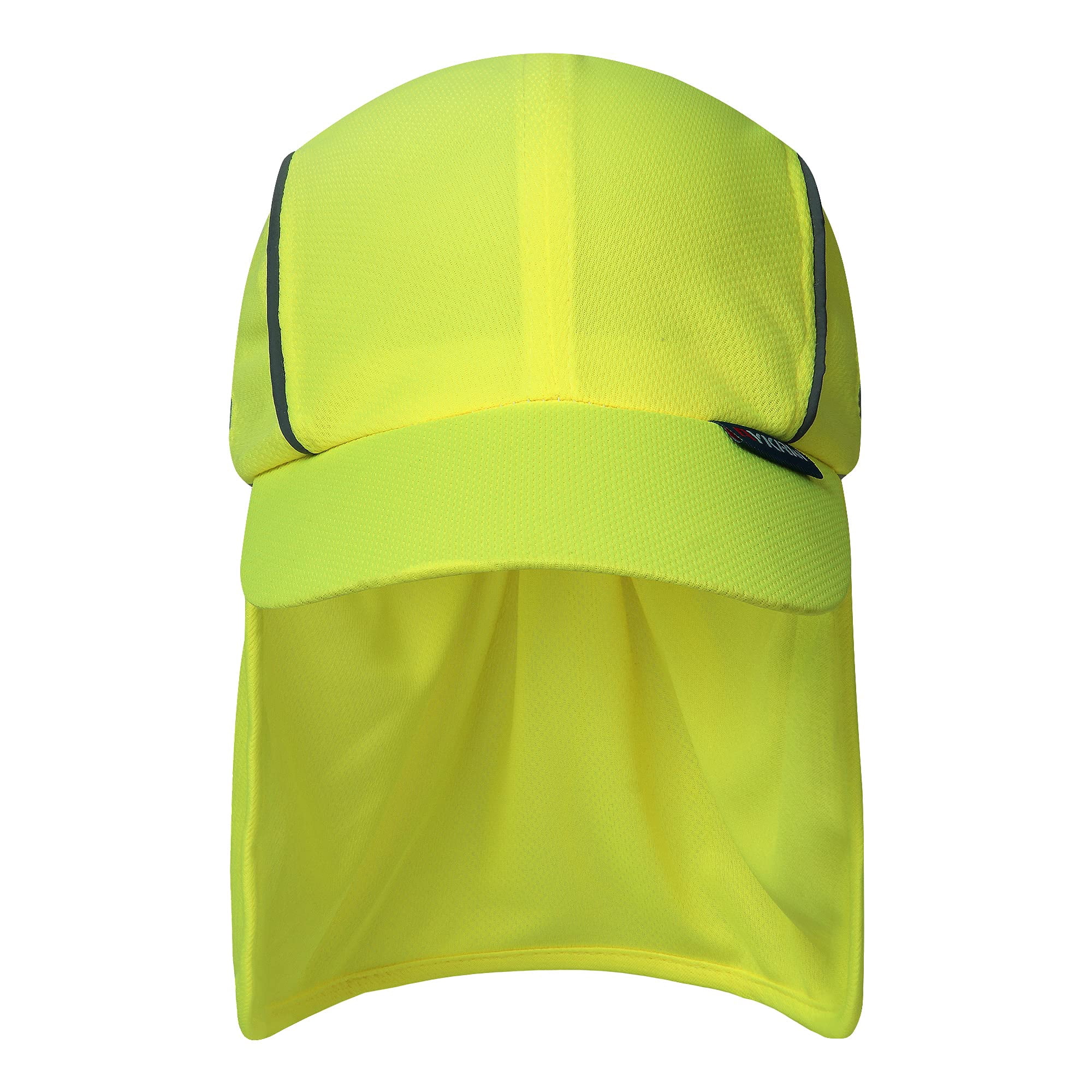 A-SAFETY Mens UV Sun Protection work Cap Safari Hike Cap with Reflective Neck Flap Fishing Orang Yellow Hat