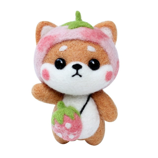 EQWLJWE Plush Cute Dog Pattern Handmade DIY Poke Wool Felts Material Production Package