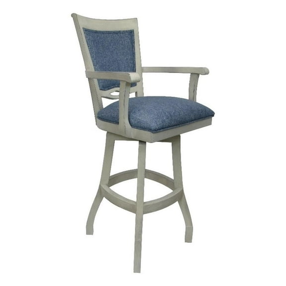 Tobias Designs 30" Swivel Solid Wood Bar Stool with Arms in Kokomo Azure Gray