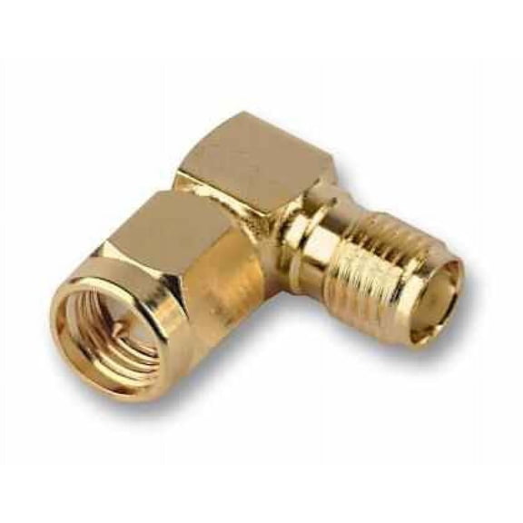 MULTICOMP PRO SMA Plug to SMA Socket 90deg Adaptor 50 ohm Gold Plated Brass Body