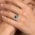 thumbnail image 4 of Gem Stone King 925 Sterling Silver Blue Sapphire and White Moissanite Engagement Ring for Women (1.49 Cttw, Center 6MM, Gemstone September Birthstone, Available in Size 5, 6, 7, 8, 9), 4 of 6
