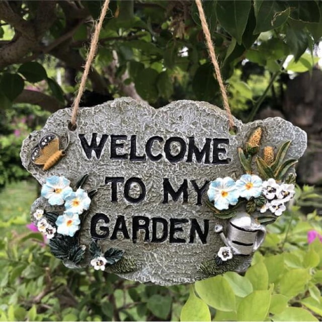 Decoración de cartel de bienvenida de jardín de resina colgante de adorno de bienvenida de balcón de jardín Wmkox8yii fhajkh753