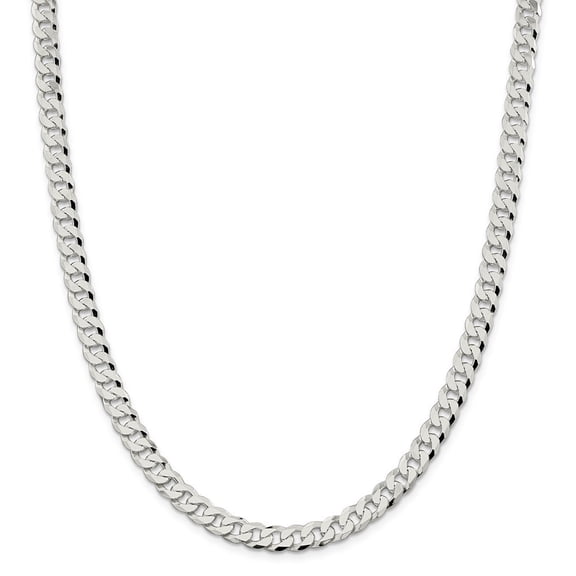 Sterling Silver 7.00mm Beveled Curb Chain Necklace - 42.2 Grams - 24 Inch