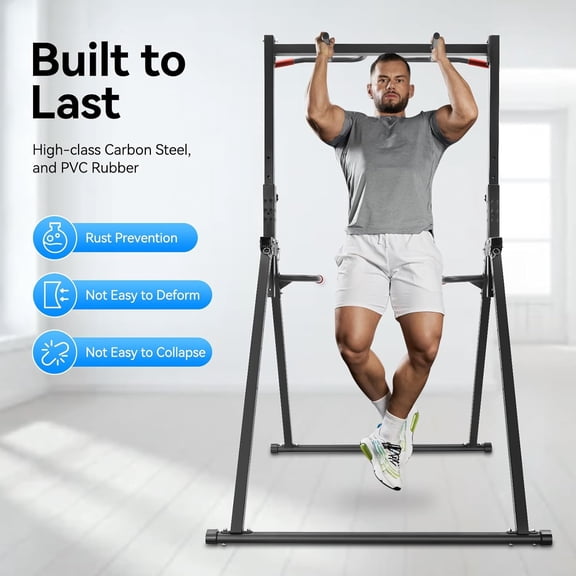 Foldable Power Tower Dip Station Pull Up Bar Station,Adjustable Multifunction Training Fitness Equipment for Home Outdoor Triangular