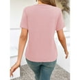 thumbnail image 4 of Womens Tops Short Sleeve Summer Tops For Women Casual Pleated Round Neck Business Womens T Shirts, 4 of 7