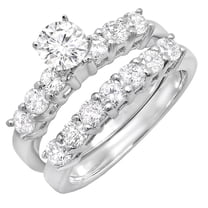 Dazzlingrock Collection 1.00 Carat (ctw) 14K Round Diamond Semi Mount Bridal Engagement Ring Set 1 CT, White Gold, Size 9.5