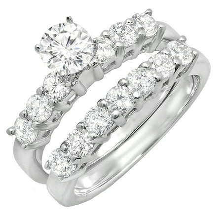 - Dazzlingrock Collection 1.00 Carat (ctw) 14K Round Diamond Semi Mount Bridal Engagement Ring Set 1 CT, White Gold, Size 9.5