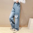 thumbnail image 4 of Cute Clothes For Girls 10-12 Preppy Girls Vintage Jeans Wide Leg Baggy Denim Pants Cute Bow High Elastic Waist Y2k Trousers Summer Casual Kids Streetwear, 4 of 4