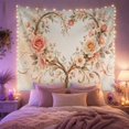 thumbnail image 2 of Heart-Shaped Wreath with Pink Roses and Curling Vines, Romantic Boho for Plant Lovers, Botanical Wall Art Anniversary Gift Tapestry Wall Hanging for Bedroom and Living Room, 2 of 7