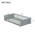 thumbnail image 5 of Miniyam Wood Twin Size Floor Bed with Built-in Book Storage Rack for Toddler, Gray, 5 of 5