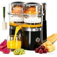 thumbnail image 1 of Dual-Head Automatic Citrus Juicer, Dual-Head Electric Citrus Juicer, Dual-head Electric Juicer with Built-in Cutter and Cleaning Brush, 1-Button Orange Lemon Lime Squeezer for Kitchen, 1 of 7