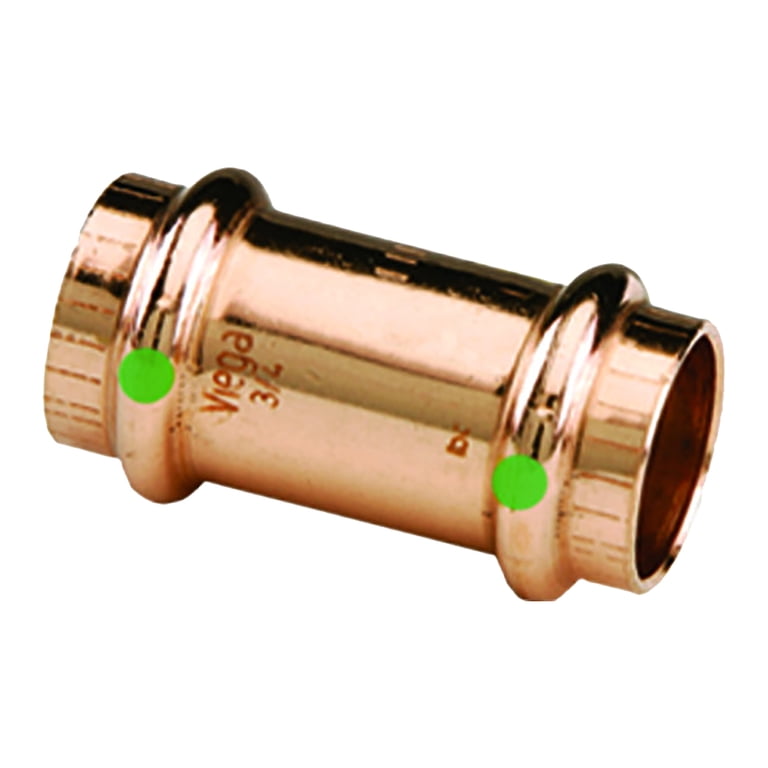 Viega MegaPress 3/4" Copper Nickel Coupling With Stop - Double Press Connection