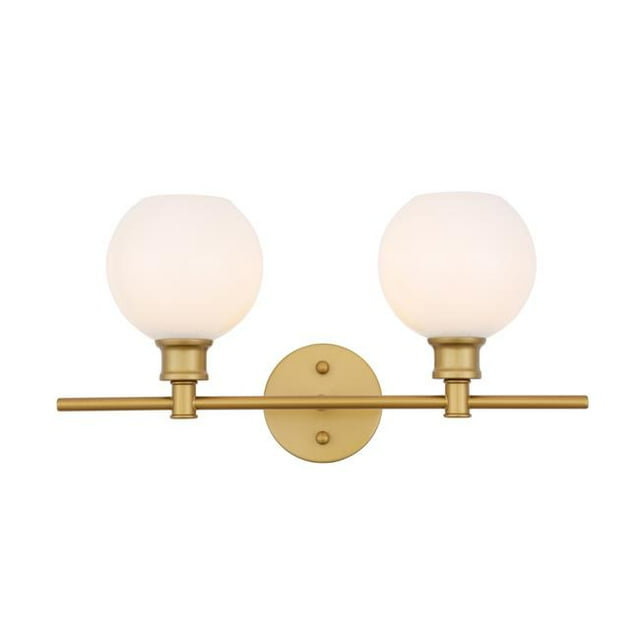 Living District Collier 2 Light Brass Frosted White Glass Wall Sconce
