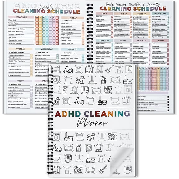Cleaning Planner, Cleaning Schedule and Checklist Organizer, Daily Weekly Monthly Household Cleaning Planner, Chore Chart Notebook for Home, Family Cleaning Tasks, DIY Home Improvement.