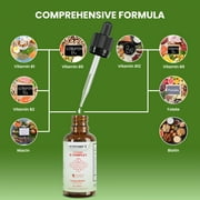 NUTRITUNES Liquid Vitamin B Complex Drops – High Potency B-Vitamin Supplement, Strawberry, 2oz