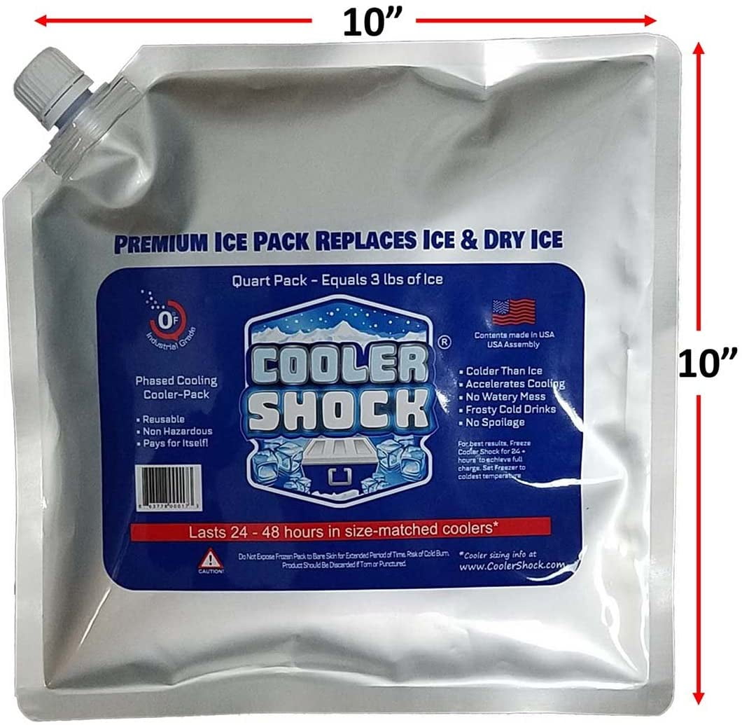 No More Ice Reusable Cooler Shock 4 Mid Size Freeze Packs 10"x 9" 