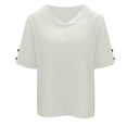 thumbnail image 4 of Women T Shirt Solid Color Linen Loose Top T Shirt Womens Tops Dressy Casual White XXL, 4 of 5