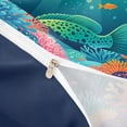 thumbnail image 4 of jejeloiu Cartoon Tropical Fish Twin Duvet Cover,Watercolor Coral Seabed Twin Bedding For Boys,Teal Navy Blue,Navy Blue Reversible,2pcs,1 Duvet Cover and 1 Pillowcase, 4 of 6