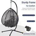 thumbnail image 3 of Jopath Hanging Egg Chair with Stand, Sturdy Hammock Chair with Rattan Weaving, Swing chairs with Soft Removable Cushion for Balcony Bedroom Garden Black+Gray, 3 of 9