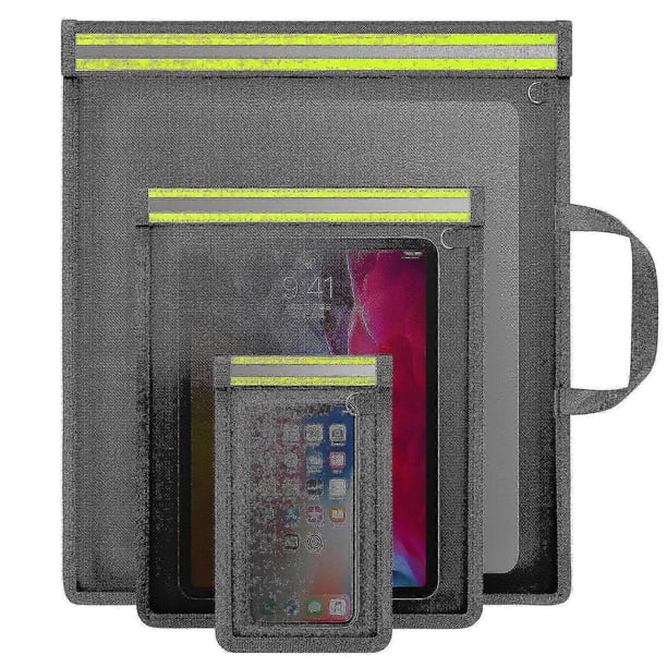 Faraday Bags for Phones, 3 Pack Faraday Bags EMP Proof for Laptops, Tablets and Car Keys, Faraday Key Fob Protector with Reflective Strip for Anti-The