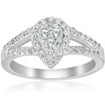 thumbnail image 1 of 1/2ct Pear Shape Pave Halo Split Diamond Engagement Jewelry 10k White Gold Ring, 1 of 4