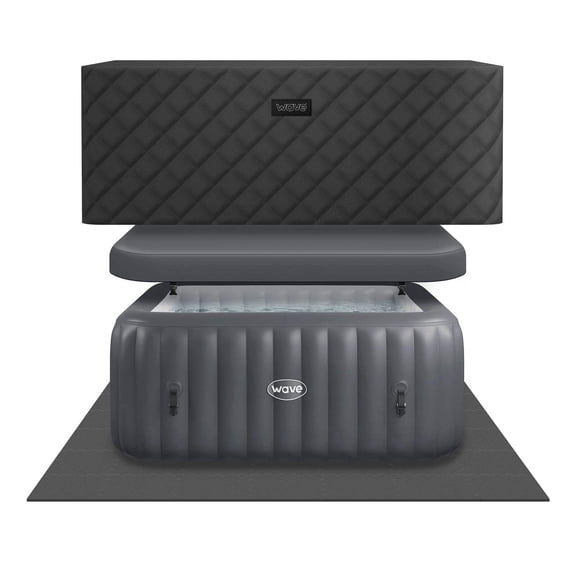 Wave Pacific | 4-Person Inflatable Hot Tub | EnergySave Bundle | Dark Gray