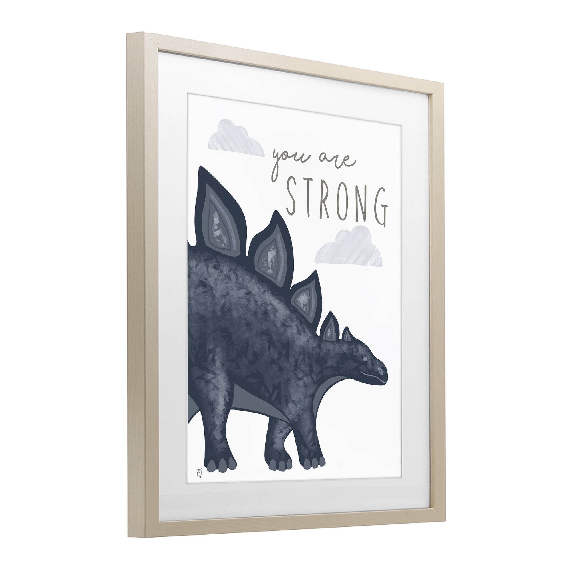 Stupell Industries You Are Strong Dinosaur Birch Framed Print Under Glass, design by Elizabeth Tyndall