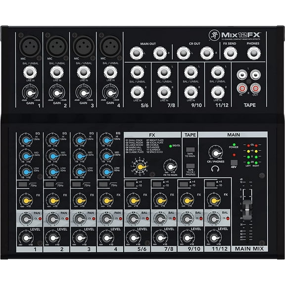Mackie Mix12FX Mix Series, 12-Channel Compact Effects Mixer with Studio-Level Audio Quality and FX