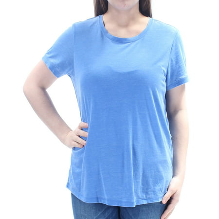 UPC 190607819089 product image for TOMMY HILFIGER Womens Blue Short Sleeve Jewel Neck Hi-Lo Top  Size: L | upcitemdb.com