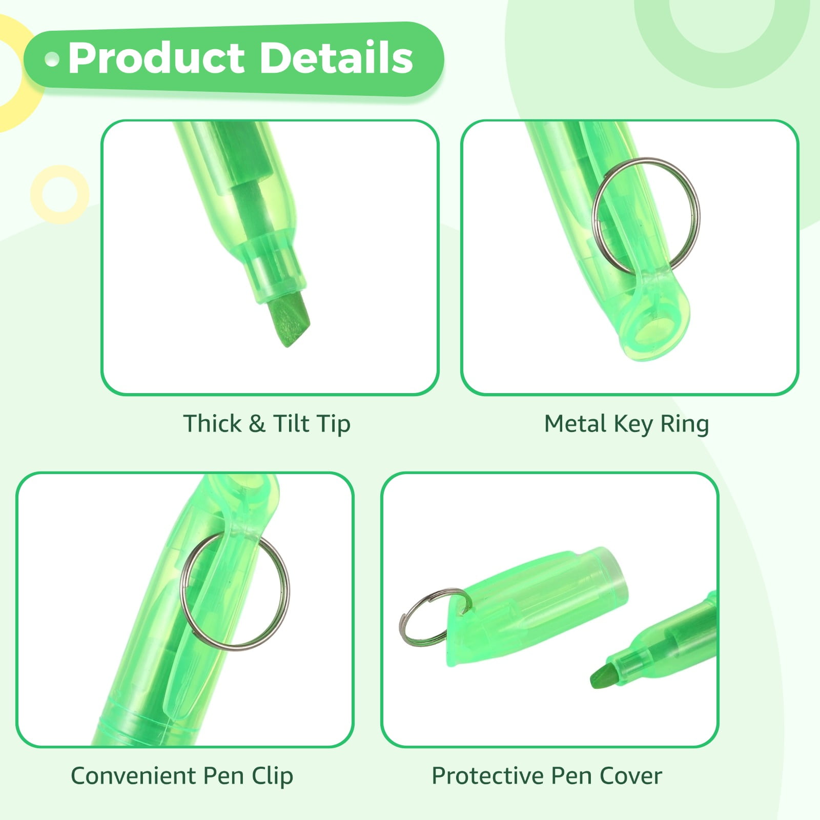 108 PCS Mini Highlighters, Pocket Highlighter with Key Ring, 6 Colors Smooth Liquid Highlighters Florescent Color Pens for Students Teachers Offices, Colorful Portable Makers for Marking Notes