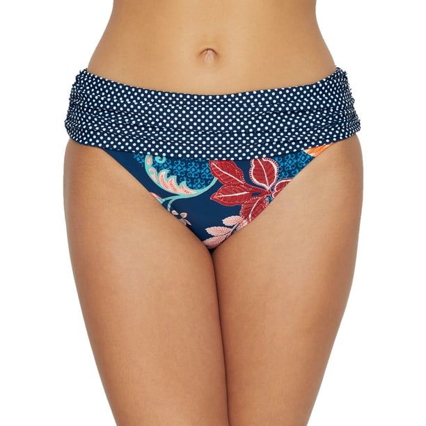 Pour Moi - Pour Moi Womens Reef Floral Fold-Over Bikini Bottom Style