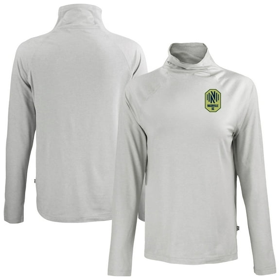 Women's-Cutter & Buck  Gray Nashville SC Coastline Epic Comfort Eco Recycled Funnel-Neck Top