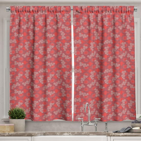 Ambesonne Cranberry Kitchen Curtains, Vintage Motifs Branches, 55"x39", Dried Rose Hot Pink