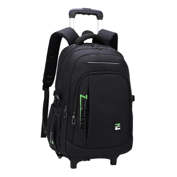 Bunblic Rolling Backpack Trolley Suitcase Portable Multifunctional Removable Trolley Computer Bag Wheeled Laptop Backpack for Camping Green 2 Small Wheels