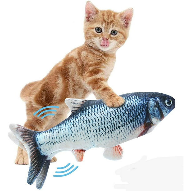 Cat Flipping Flopping Fish Cat Toy Motion Activated Motorized Cat Plush Toy  USB