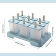 thumbnail image 4 of Moldes para paletas de helado, juego de moldes para paletas reutilizables para hacer tú mismo, moldes para helado con palito para congelar jugo de fruta o helado de yogur (9 rejillas, azul), 4 of 4