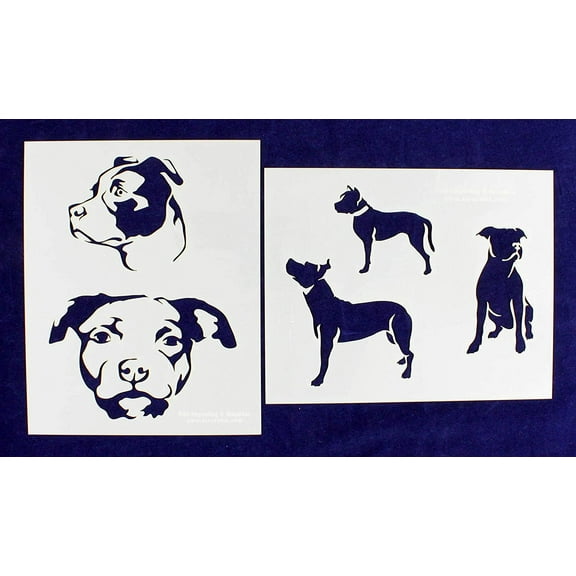 Pit Bull Dog Stencils-Mylar 2 Pieces of 14 Mil 8" X 10" - Painting /Crafts/ Templates