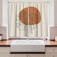 thumbnail image 2 of Ambesonne Mid Century Modern Boho Kitchen Curtains, Leaf Circle, 55"x45", Eggshell and Amber, 2 of 3