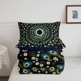 thumbnail image 5 of Homewish Vintage Peacock Mandala Twin Comforter Sets,Black Green Bohemian Bedding Set,Navy Blue Reversible,2 Pieces,1 Comforter and 1 Pillowcase, 5 of 7